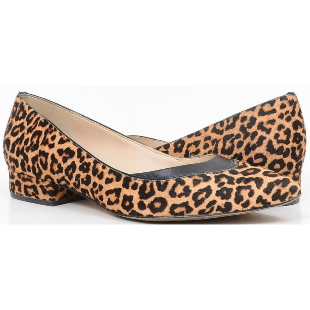 Cole Haan Vail Skimmer Women's 7.5 Leopard Real Fur‎ Leather Pointed Toe Flat